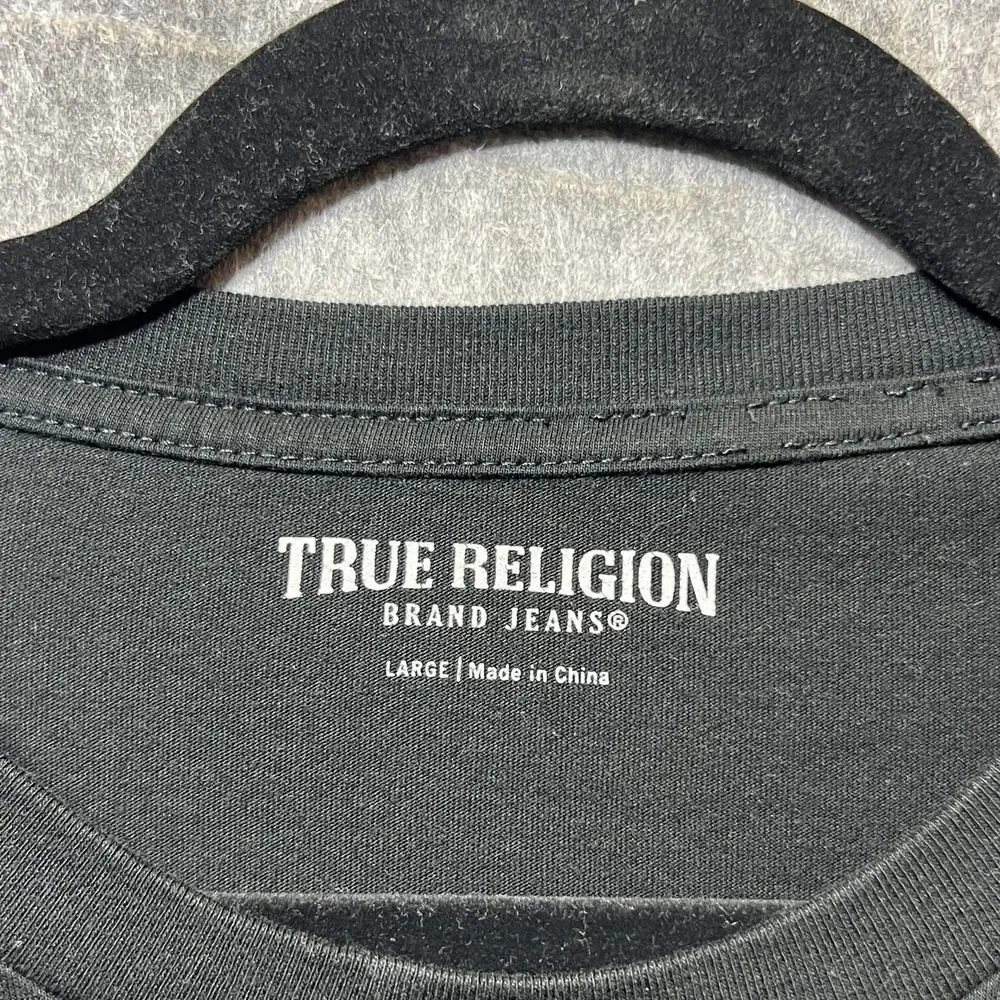 True Religion T Shirt‎ Black Large Cotton Basic Logo Graphic Casual Streetwear